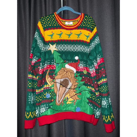 Ugly Christmas Sweater Xmas Size XL Dinosaur - Picture 1 of 3